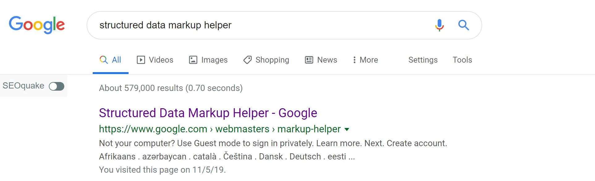 Structured Data Markup Helper